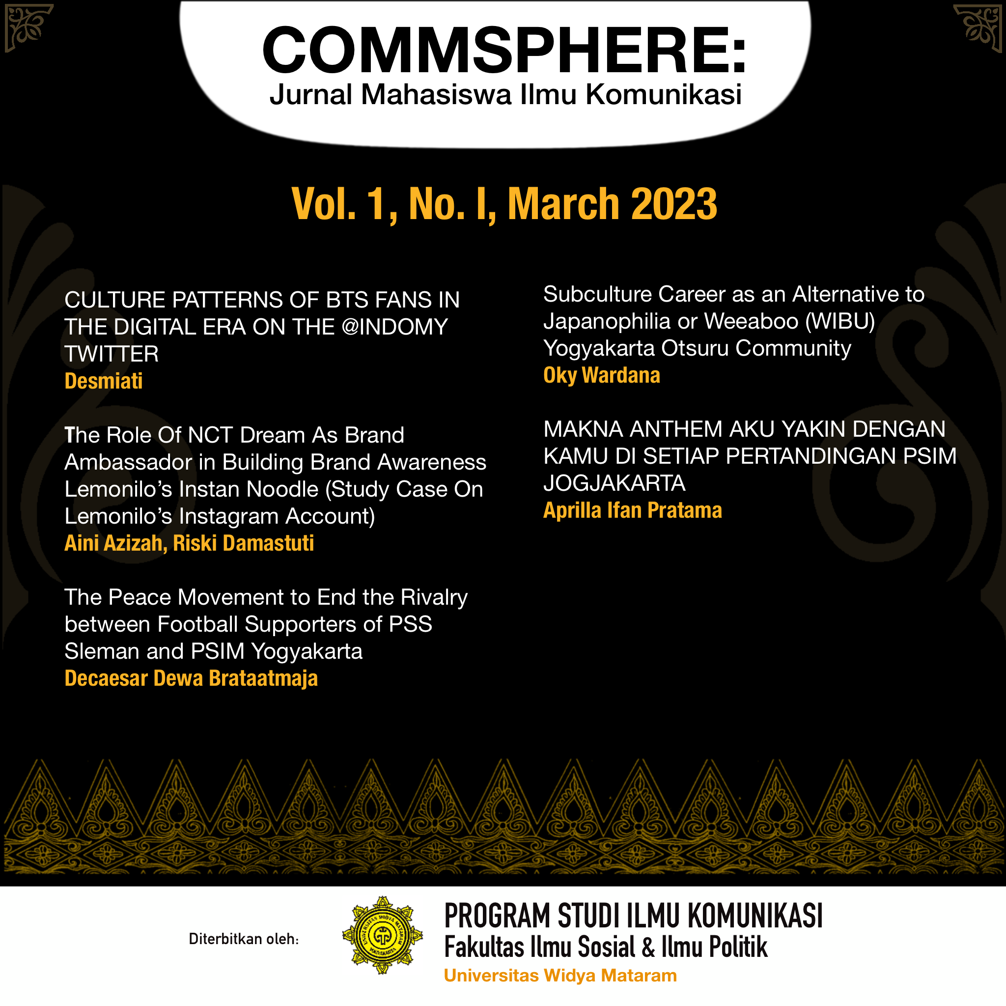 					View Vol. 1 No. I (2023): Commsphere
				